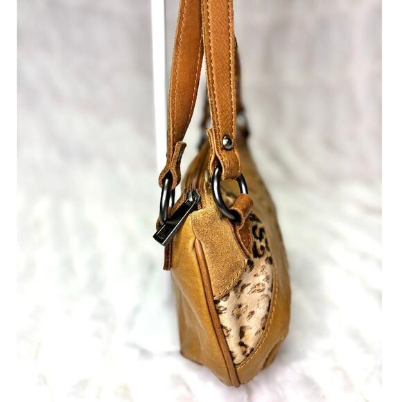 Women's Fossil Tan Leopard Print Faux Fur & Leather Mini Baguette handbag - Picture 5 of 8